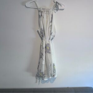 White Floral Ruffled Neckline Sundress